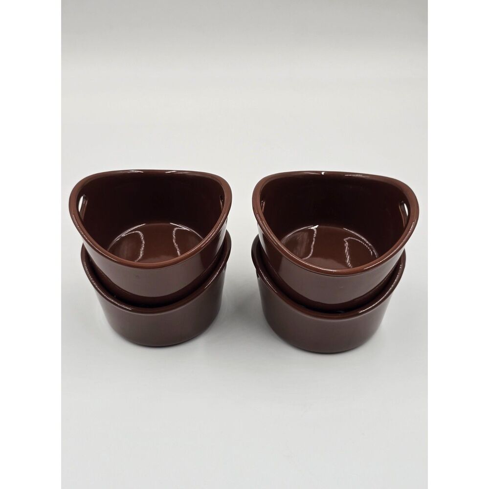 Rachel Ray Ceramic Ramekin Bowls Baking W/ Handles MW /DW Safe Set of 4 Brown